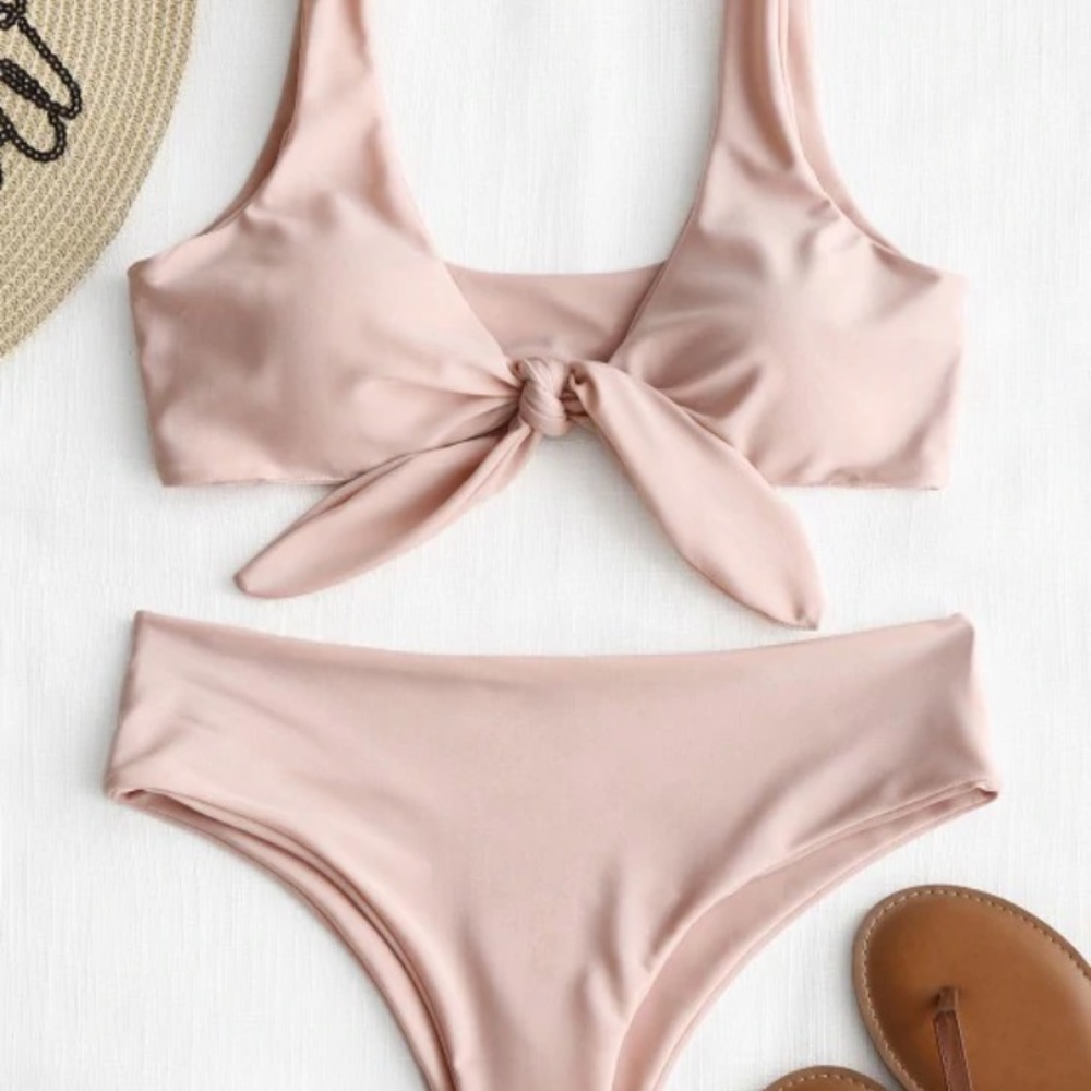 ZAFUL Tie Front Padded Bikini Set